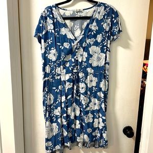 Large Gap Dress Blue Floral Buttons